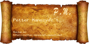 Petter Manszvét névjegykártya